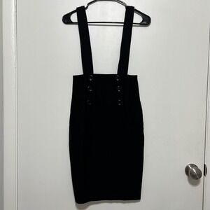 Vintage Womens Suspender Pencil Skirt Size S Black Dark Academia Made in USA 90s